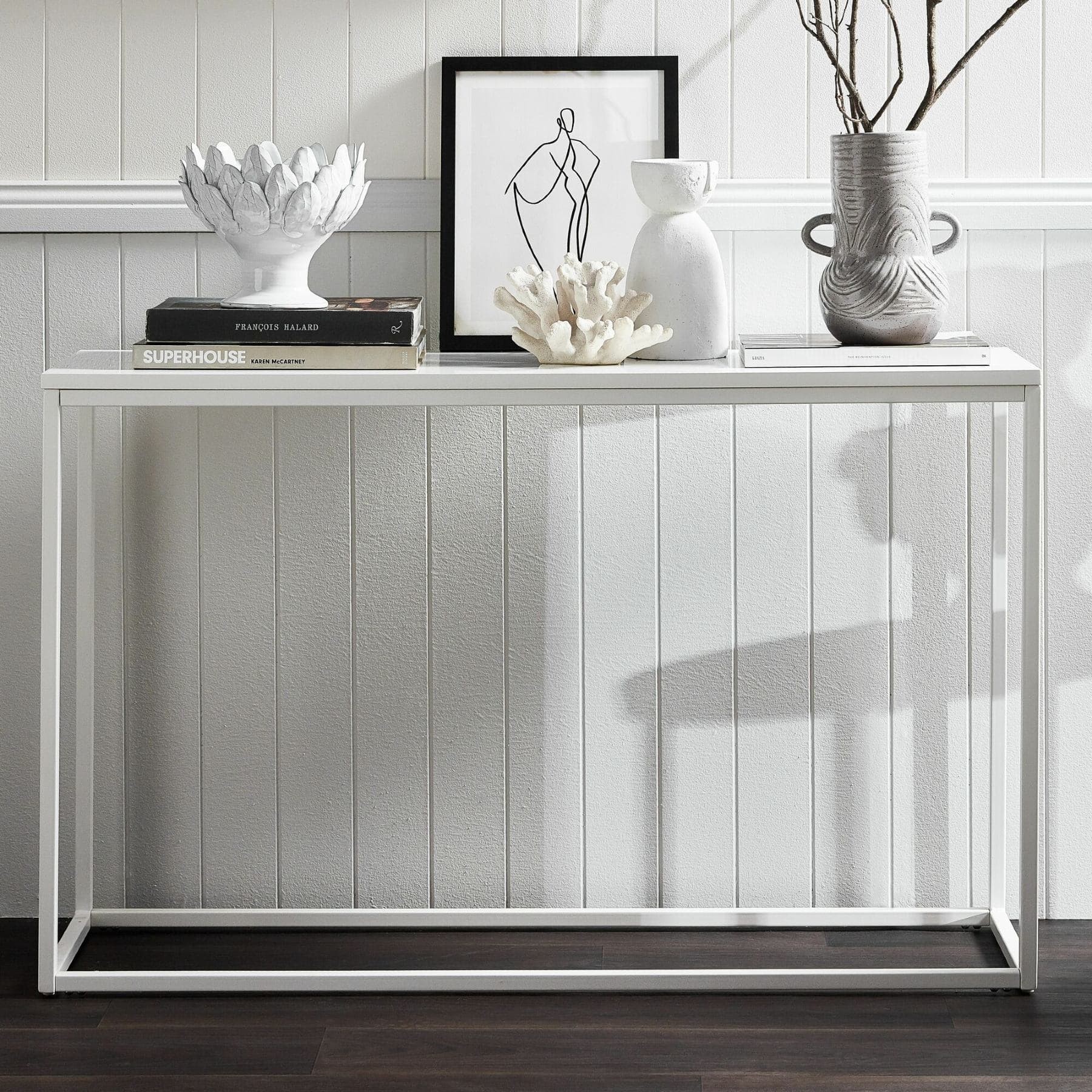 boras small white console table for small entryway hallway