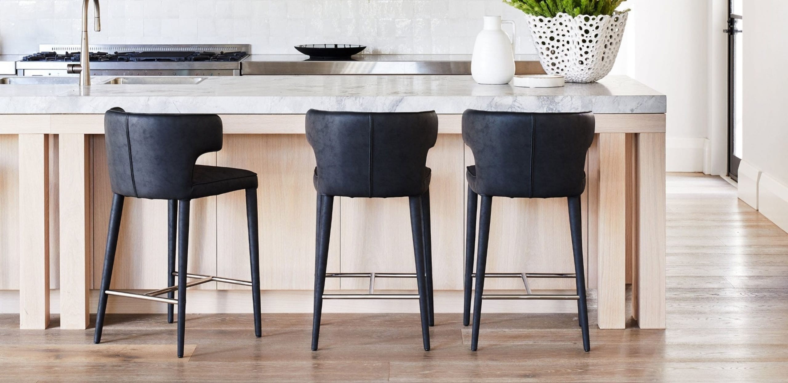 coco republic black melrose bar stool with high back