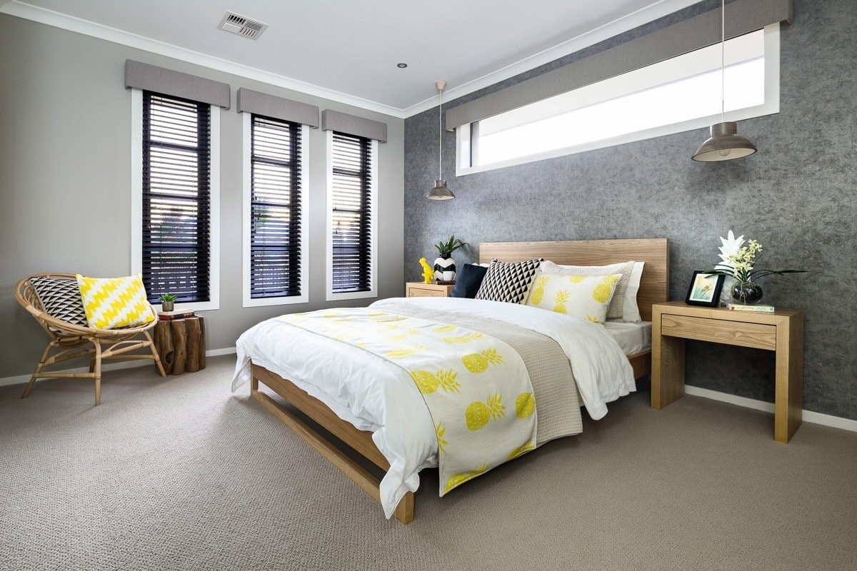 dark bedroom wall ideas gret feature wall in tropical bedroom by metricon