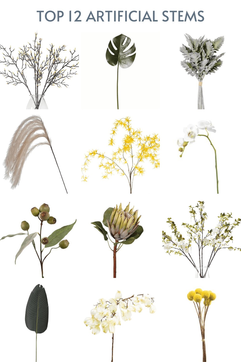 fake plant and flower stems australian suppliers mood board