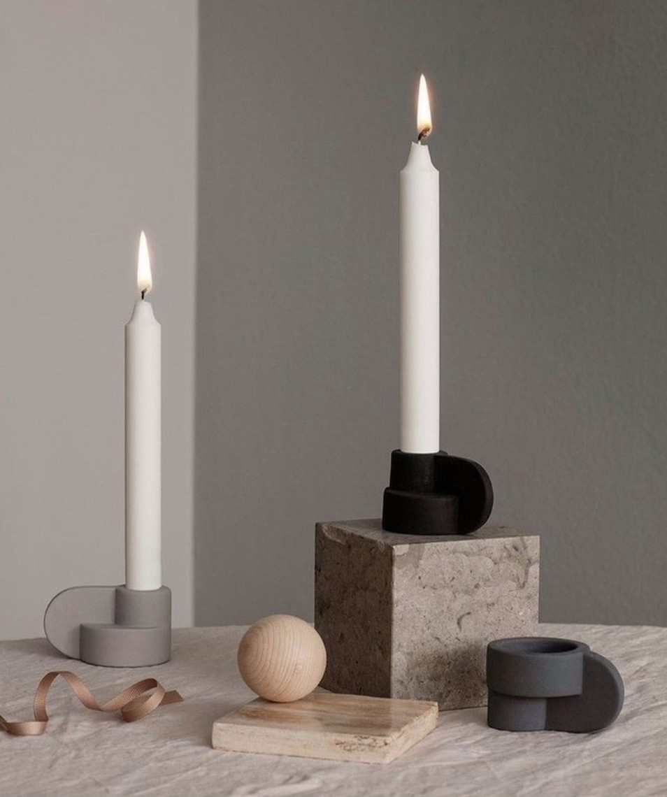 ginger finch candela candle holder in black and grey