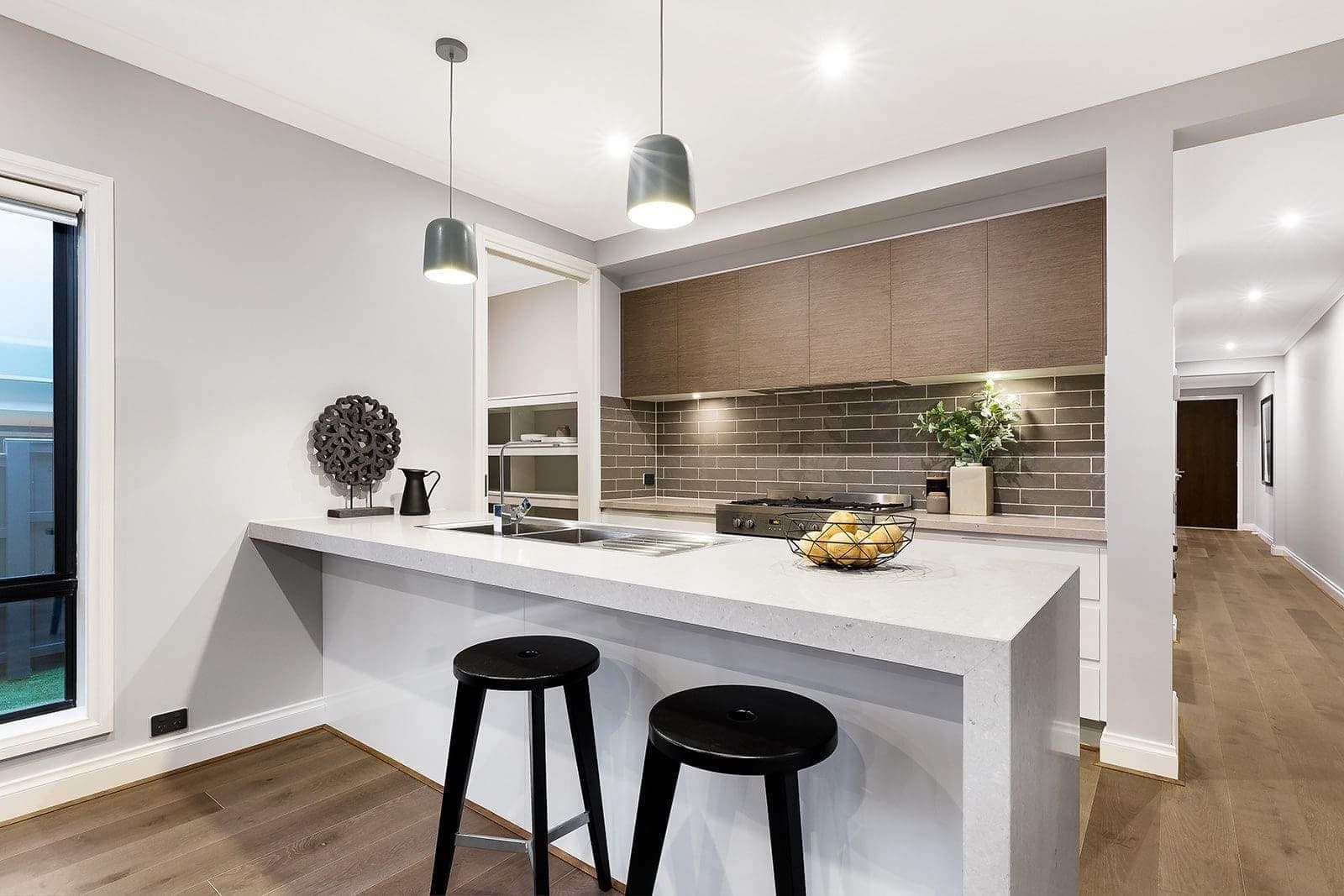 grey and white kitchen ideas by metricon grange 25 display home