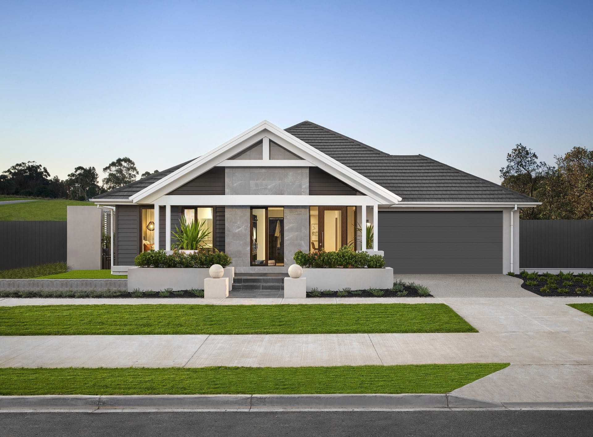 grey home facade modern design cladding and render metricon