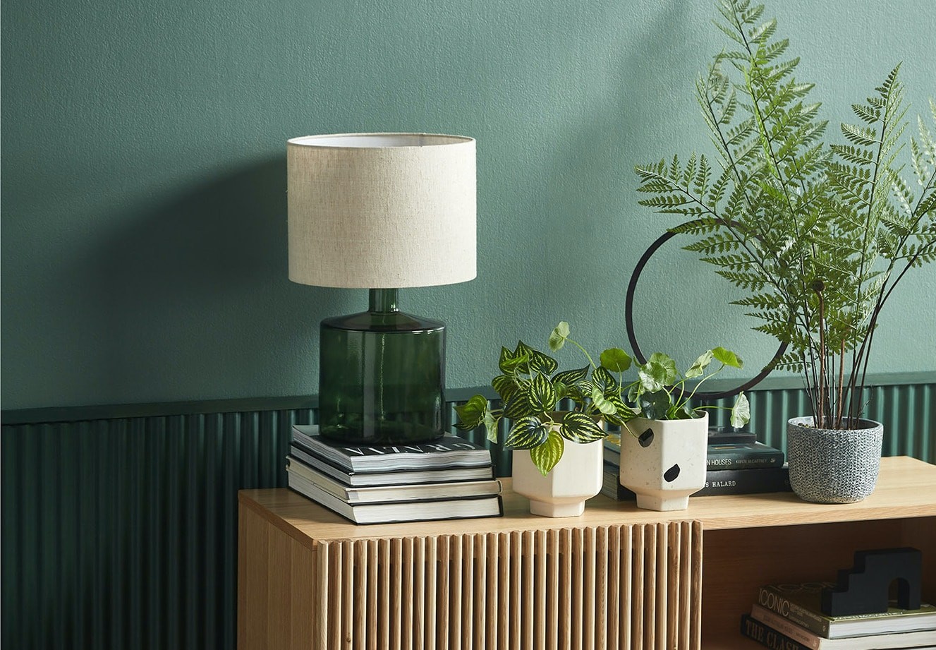 hamilton lamp with green glass base from temple and webster