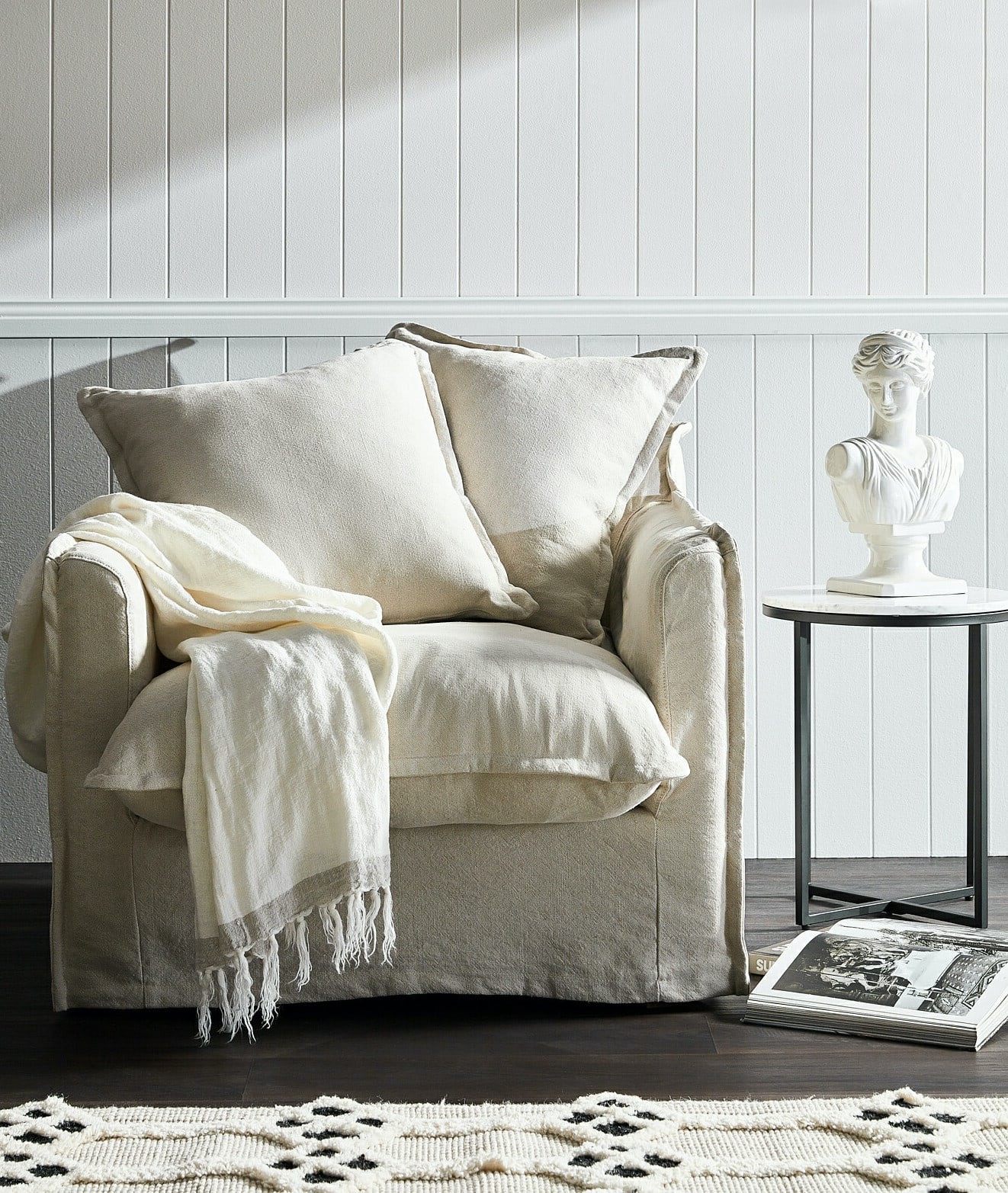 hyde park home white linen armchair temple and webster