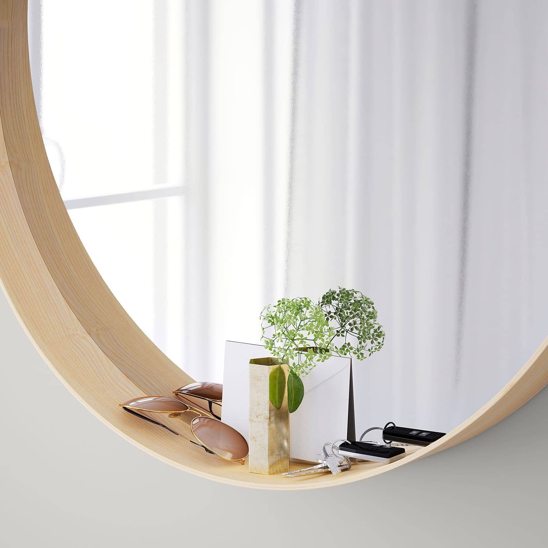 ikea stockholm round mirror in blonde timber finish
