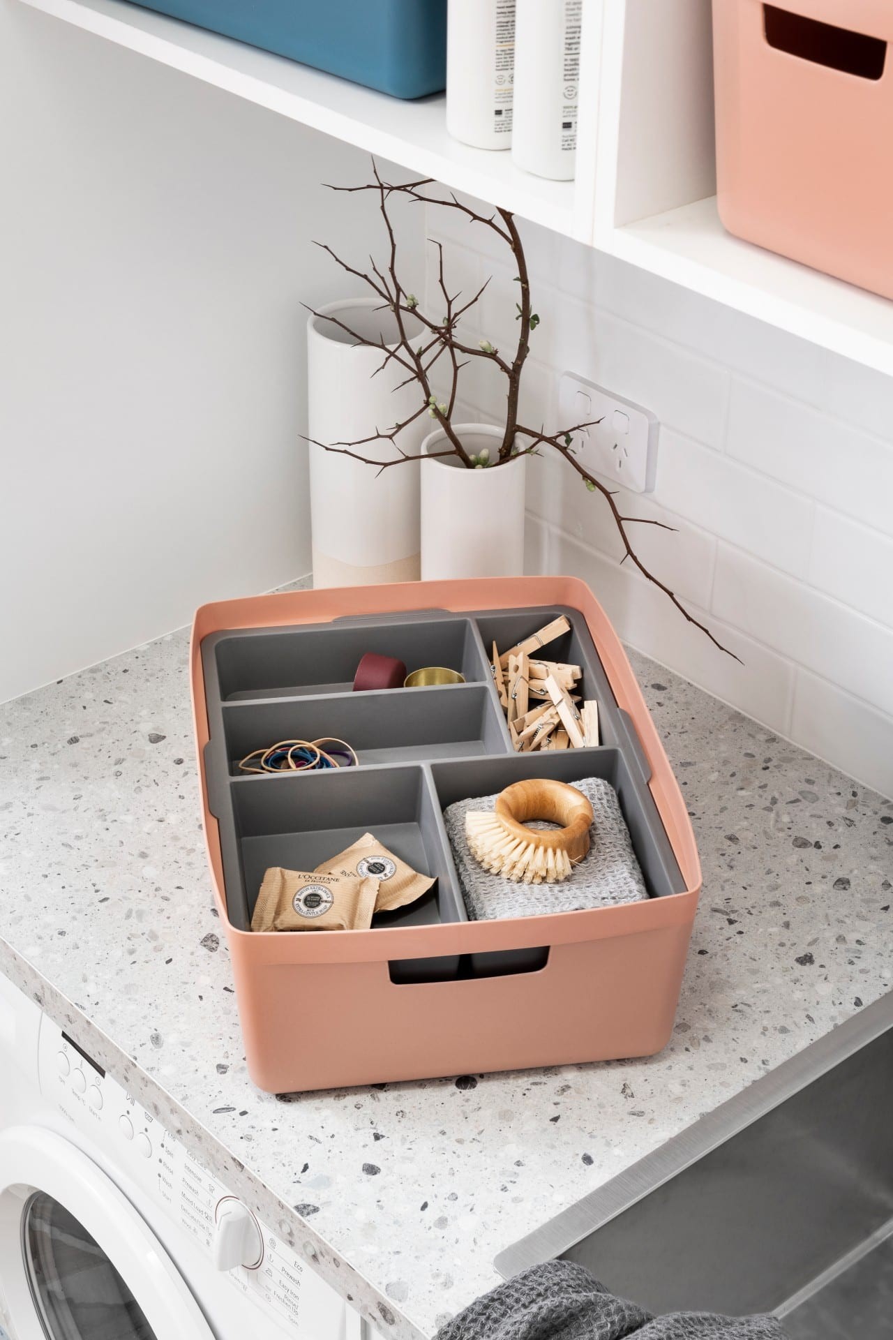 inabox desert clay pink storage boxes for laundry shelves