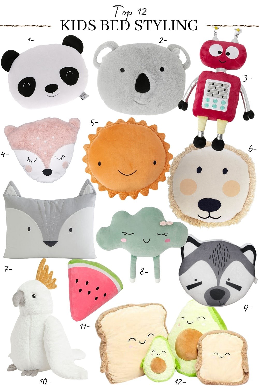 kids animal cushions for bed styling