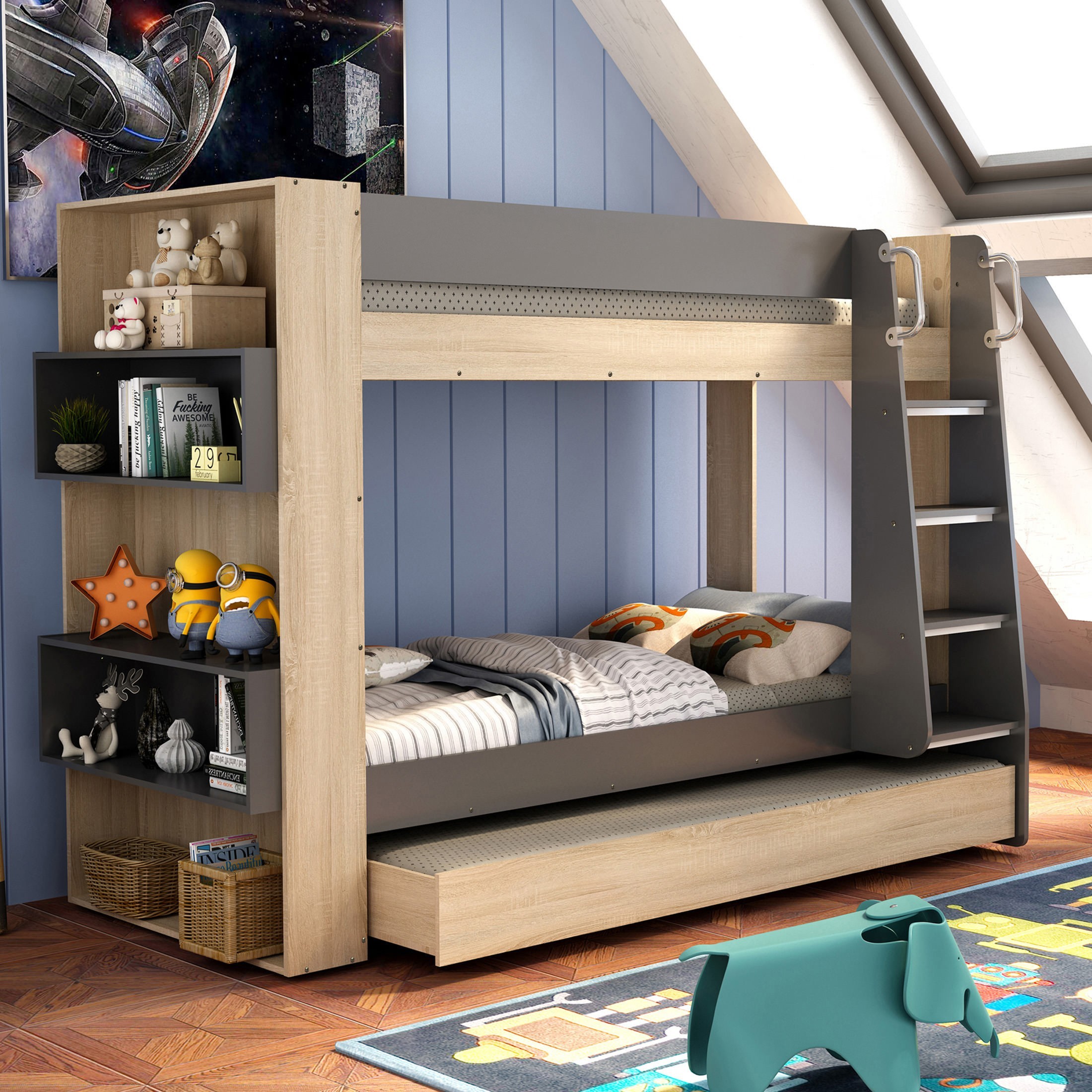 Kingsley Bunk Bed with Trundle for kids bedroom