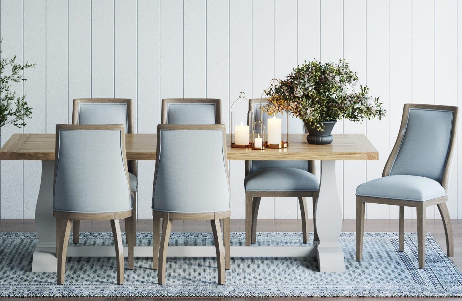 light blue provincial dining chairs with timber frame and legs brosa provincial dining room