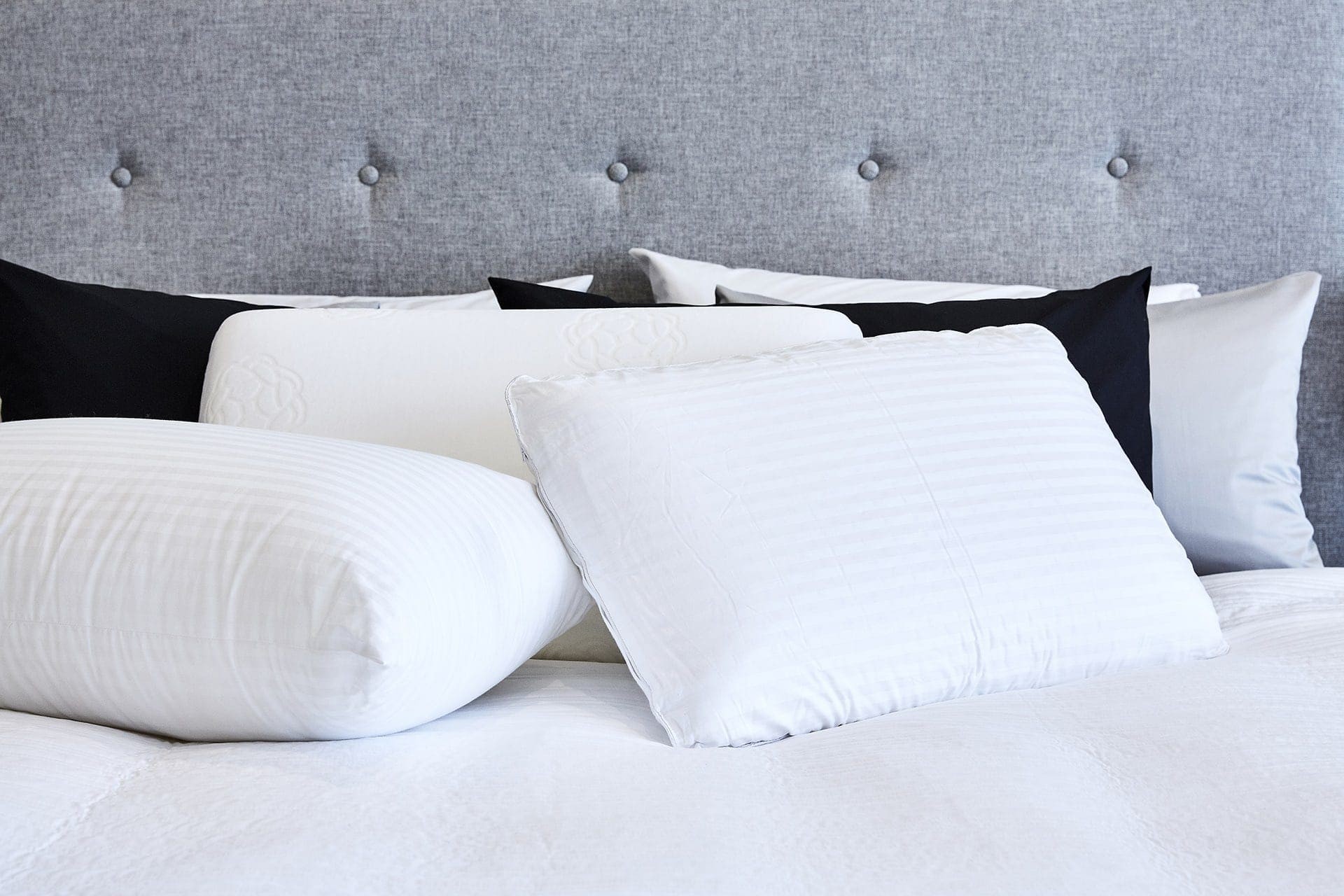 lorraine lea pillow range on master bedroom bed