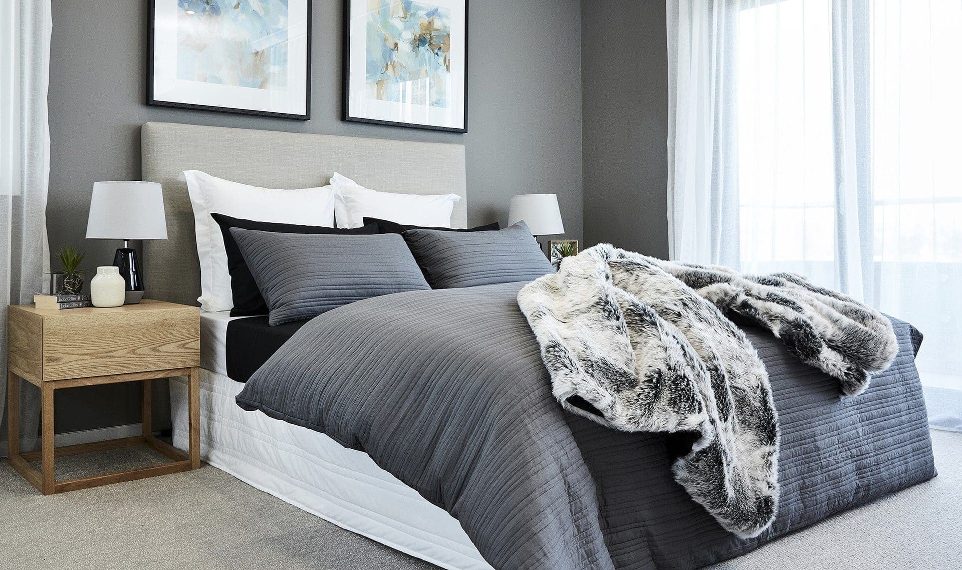 luxury cotton black and grey sheet set from lorraine lea