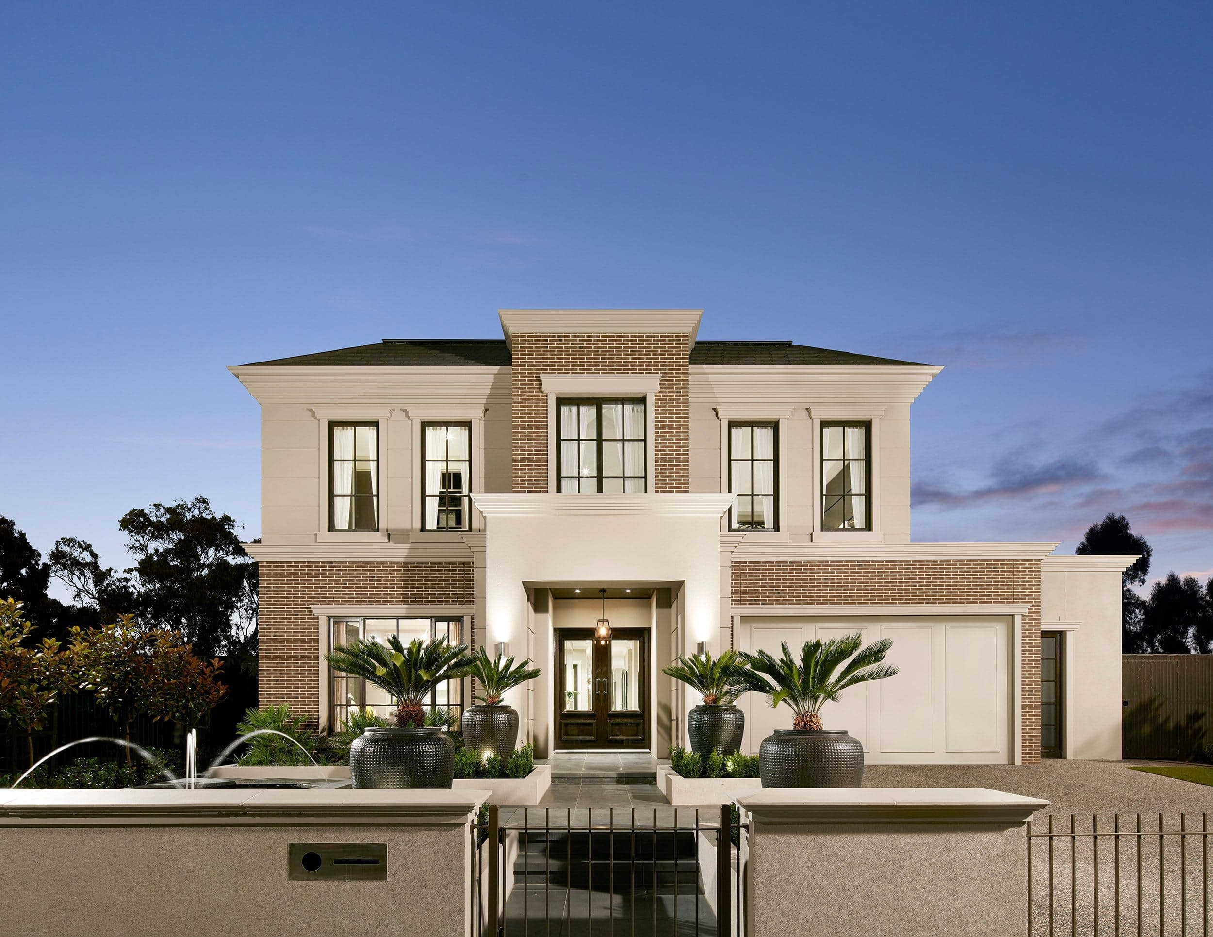 metricon somerset modern home facade design beige and brown brick home exterior colours