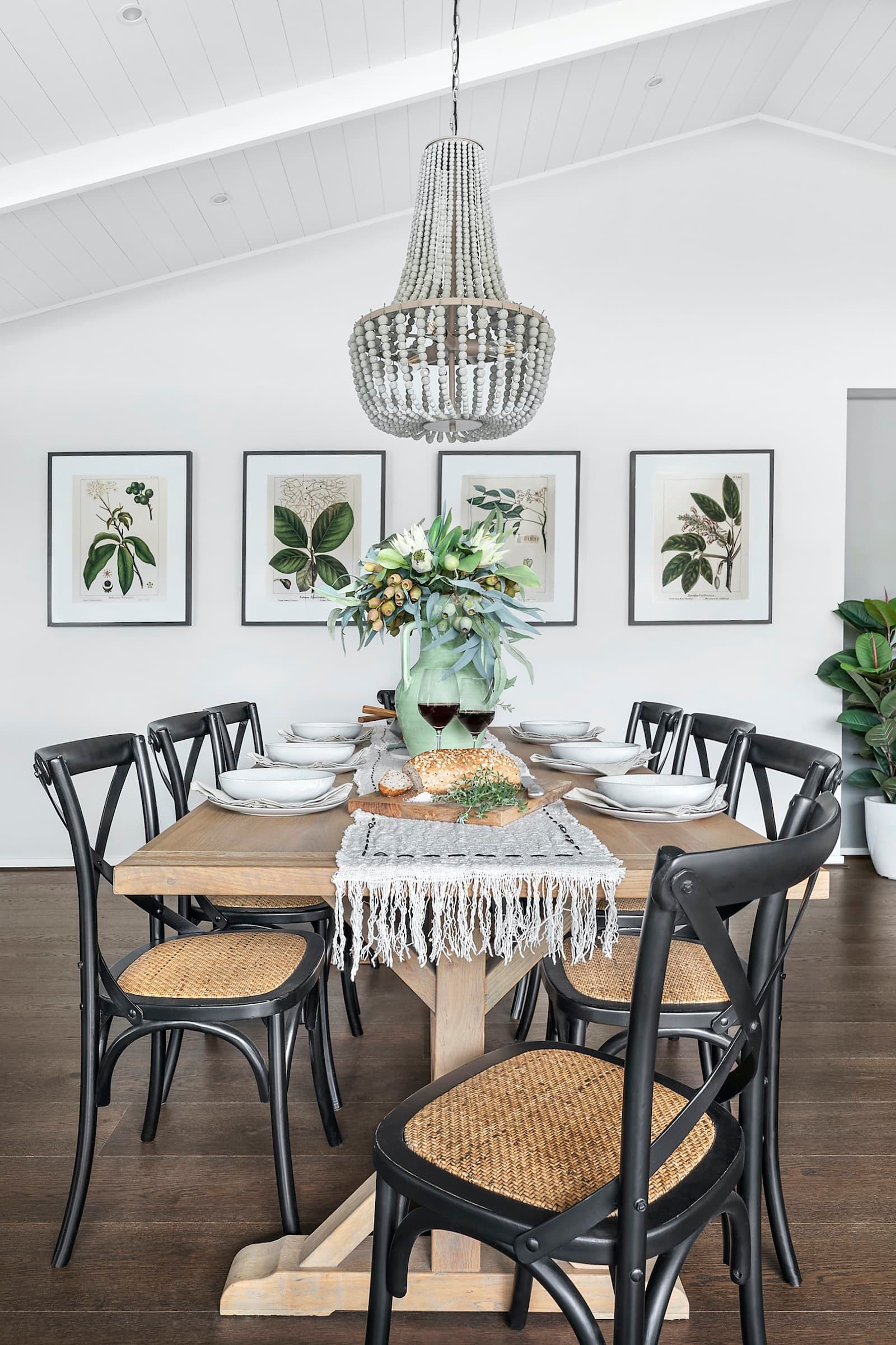 modern country dining room with clay pendant light over table metricon lookbook theme