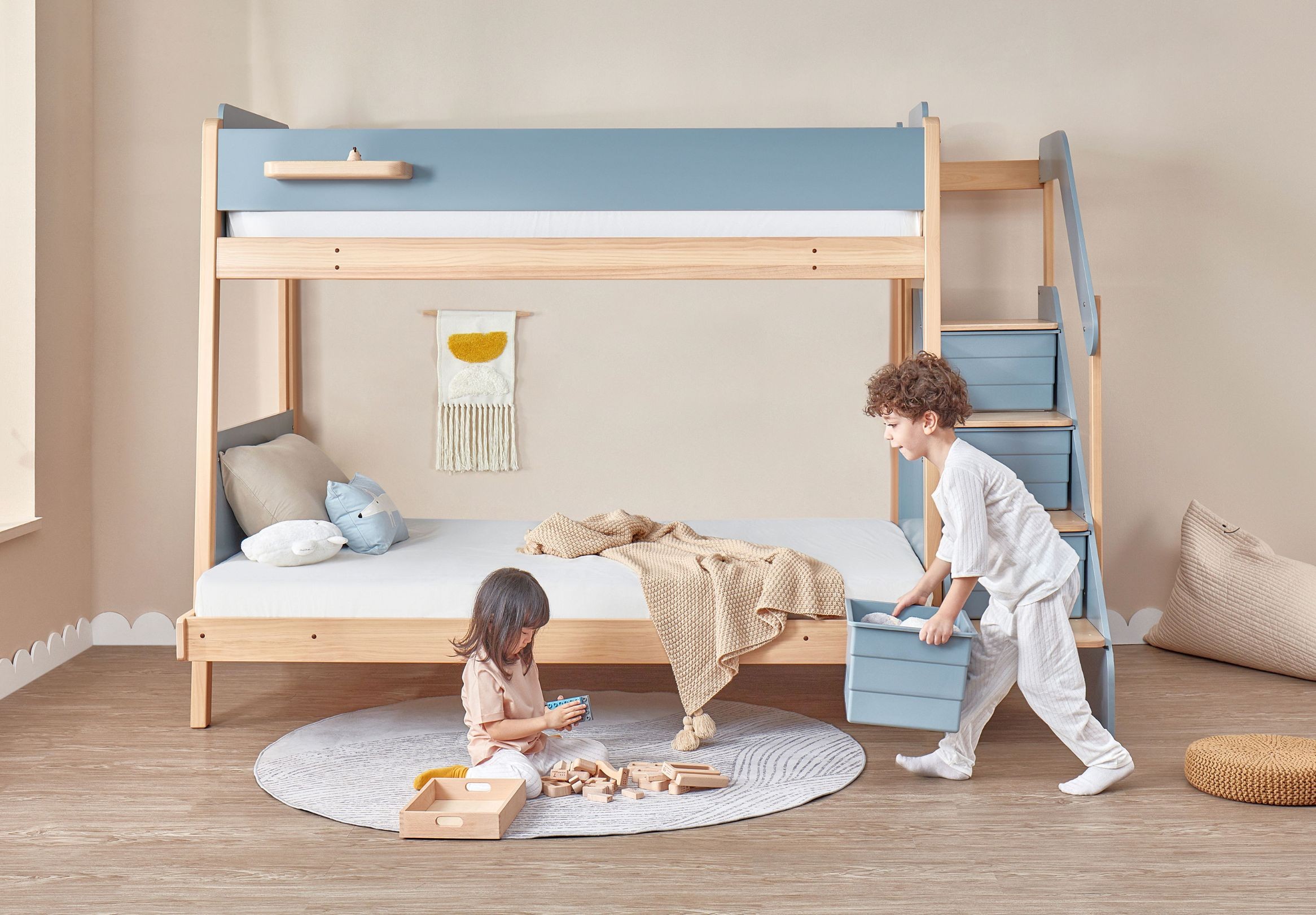 Natty Maxi Bunk Bed for kids room with stair storage boxes