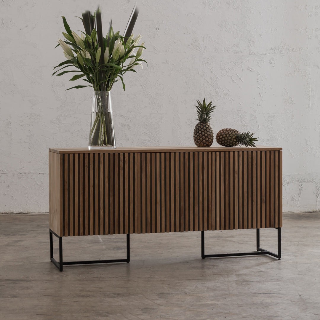 organic timber sideboard with slat front profile
