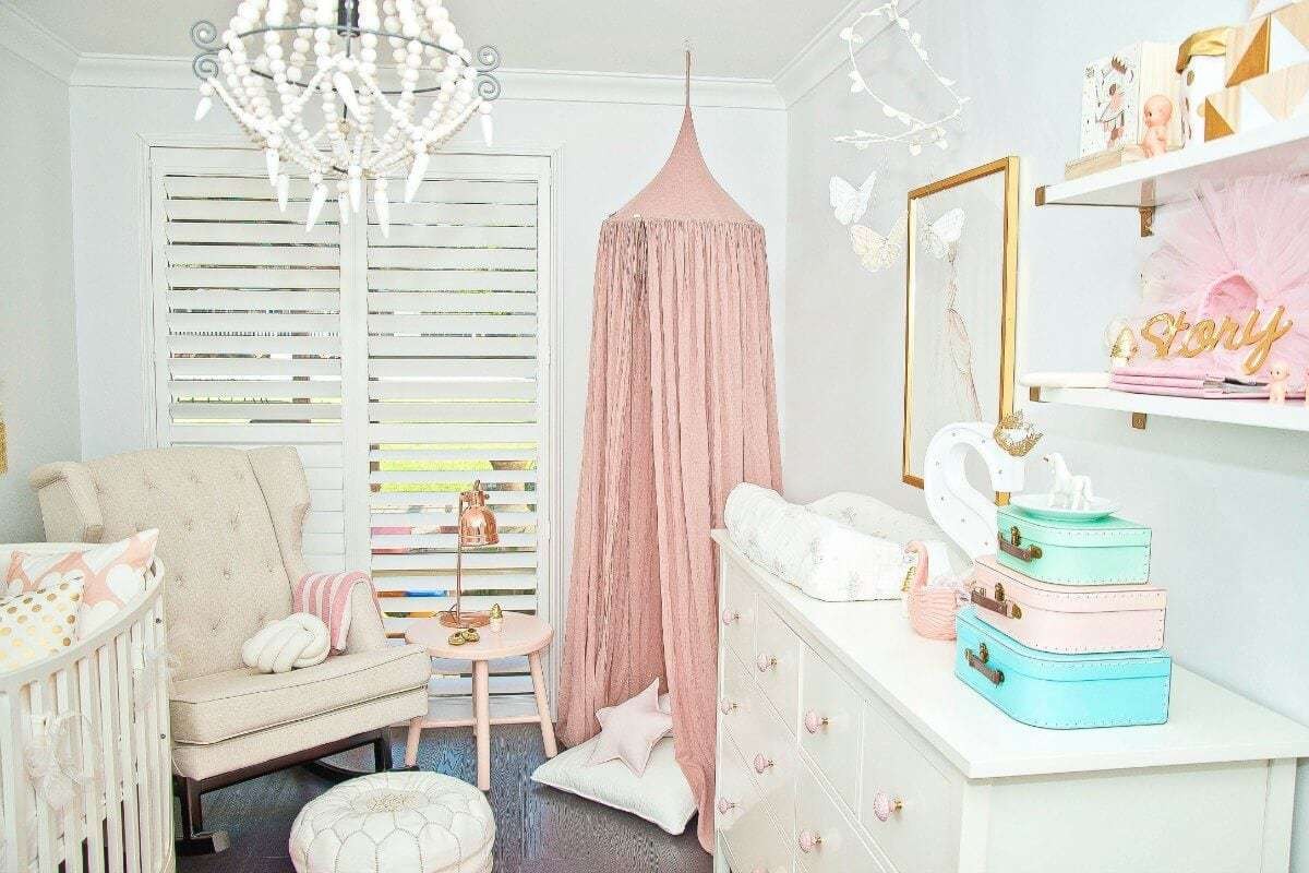 Pink Canopy in Baby Girls Nursery Nest Design Studio