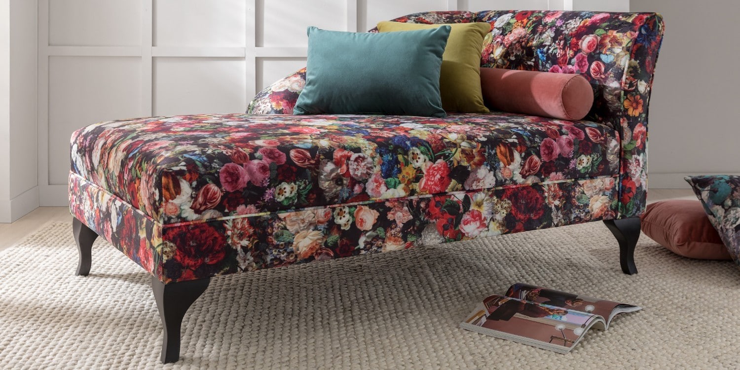 plush sofas allegra chaise lounge chair in floral fabric