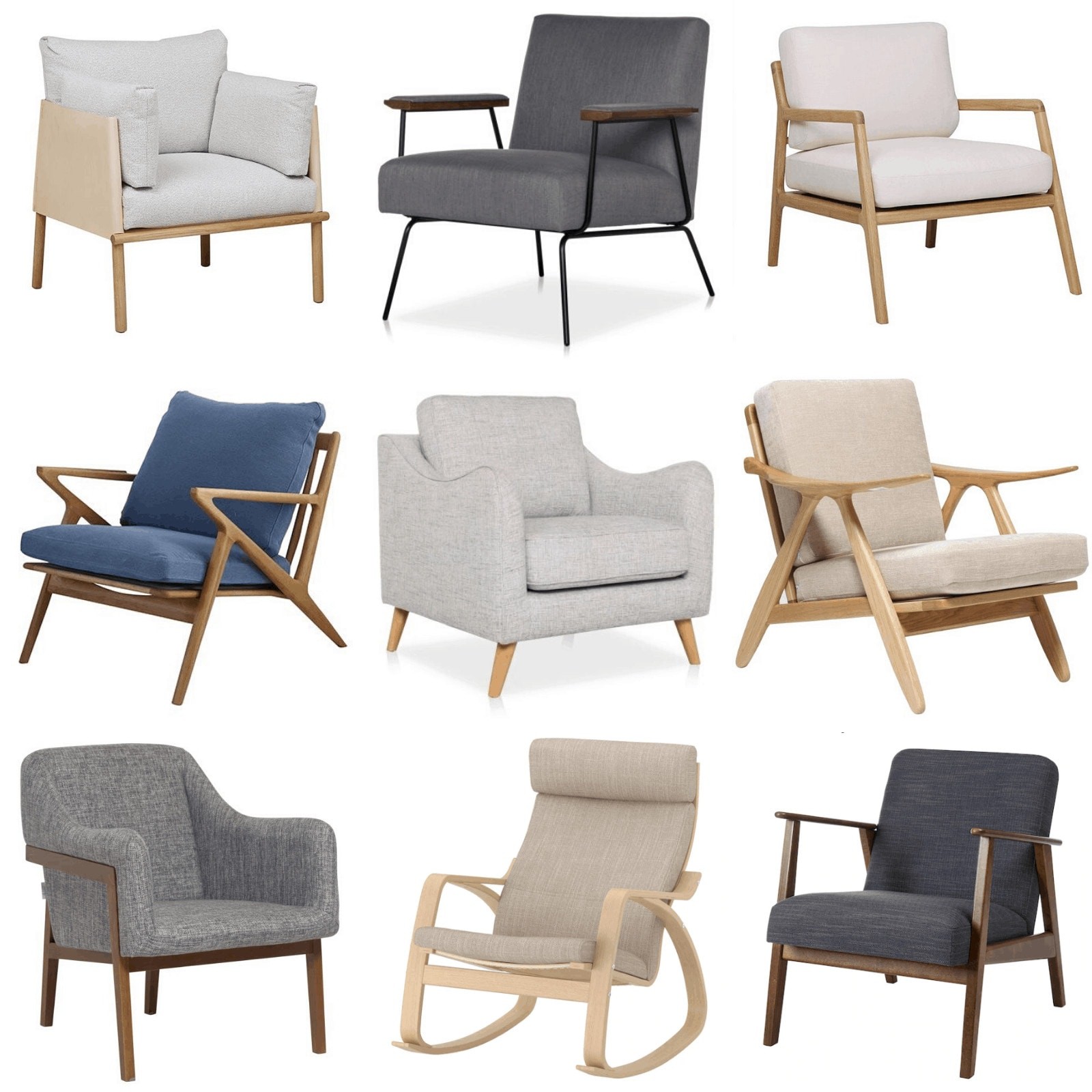 scandinavian and mid century armchairs and accent chairs mood board
