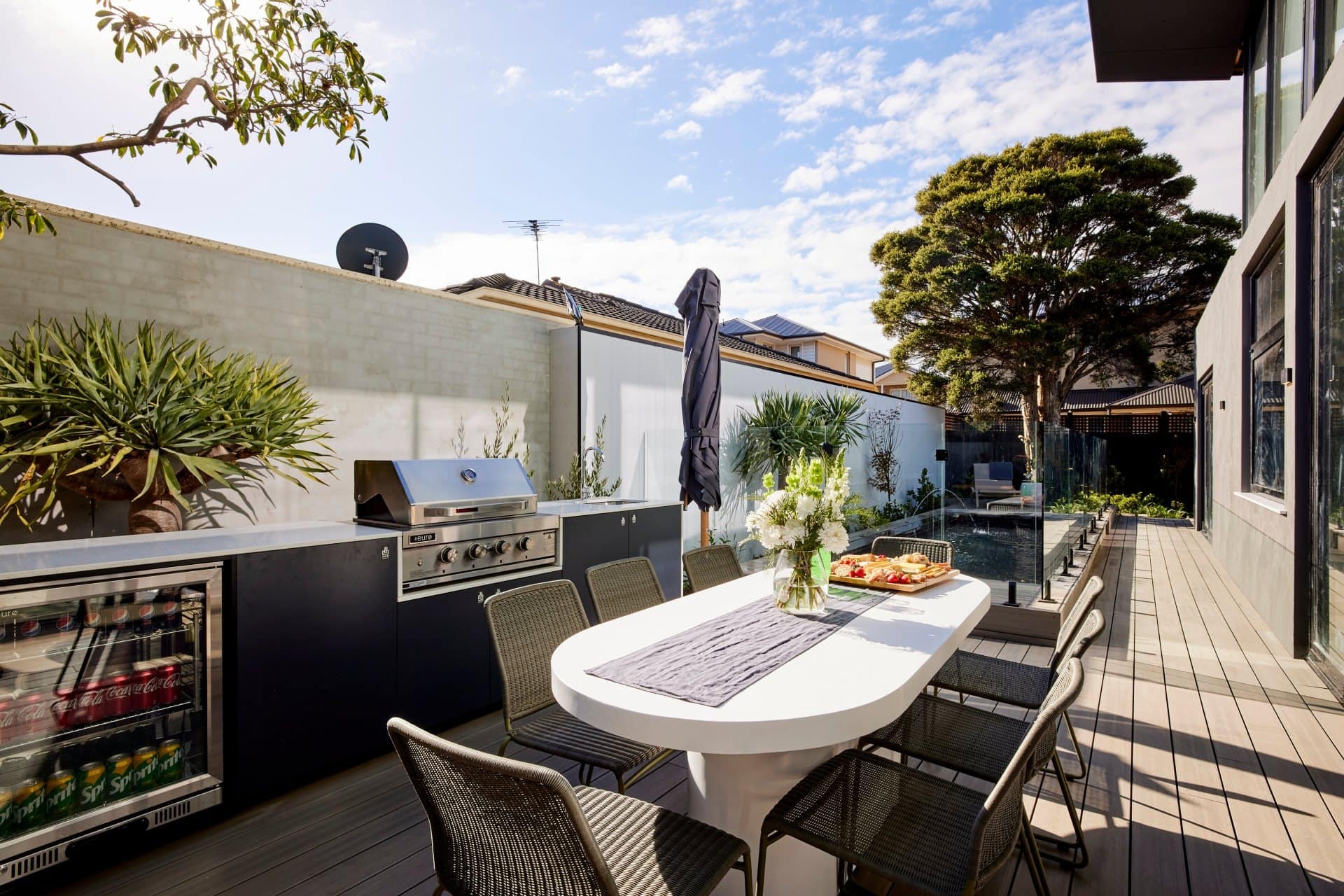 the block 2021 josh and luke backyard bbq zone with outdoor dining setting