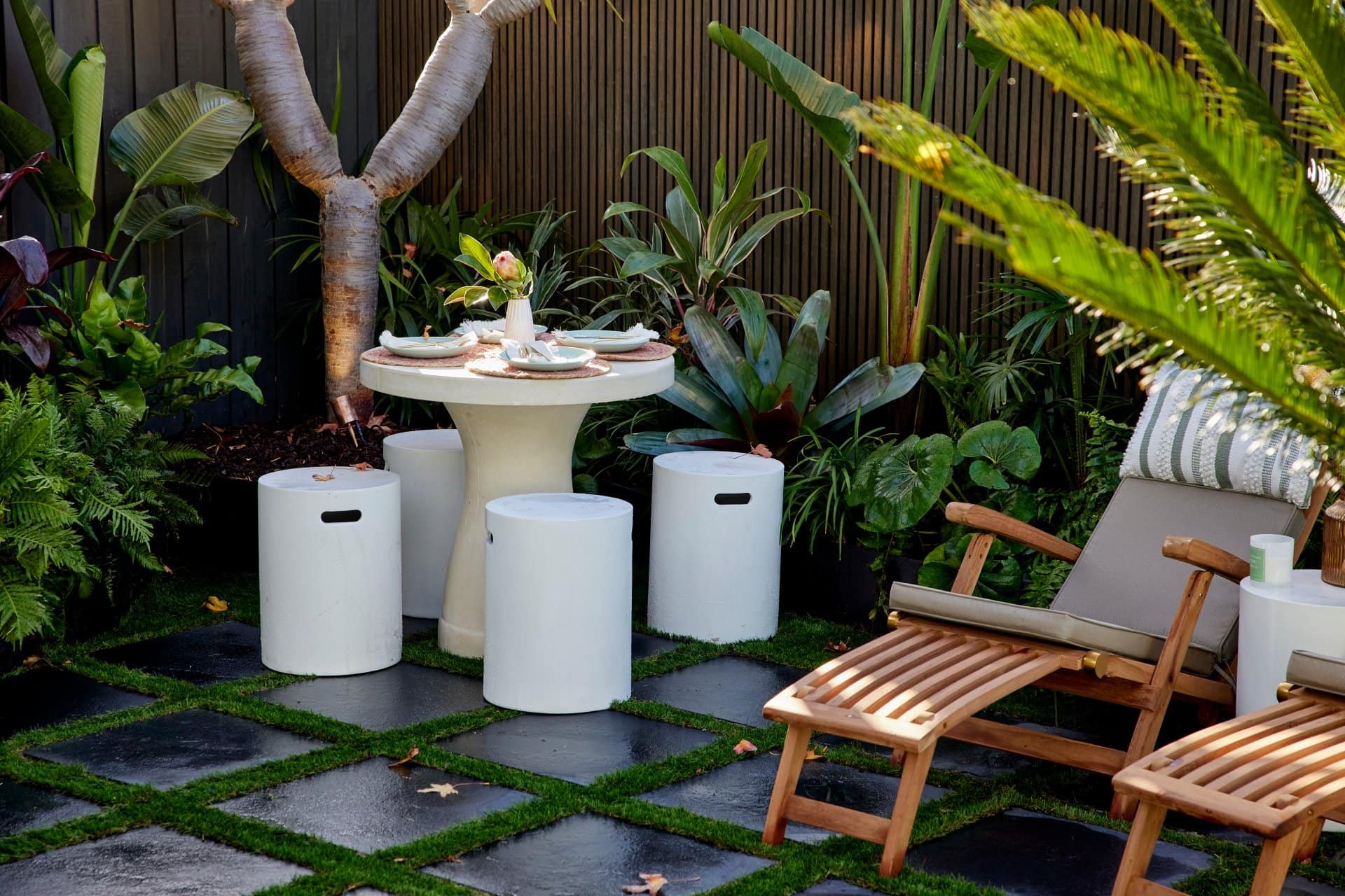 the block 2021 mitch and mark backyard small round white outdoor table