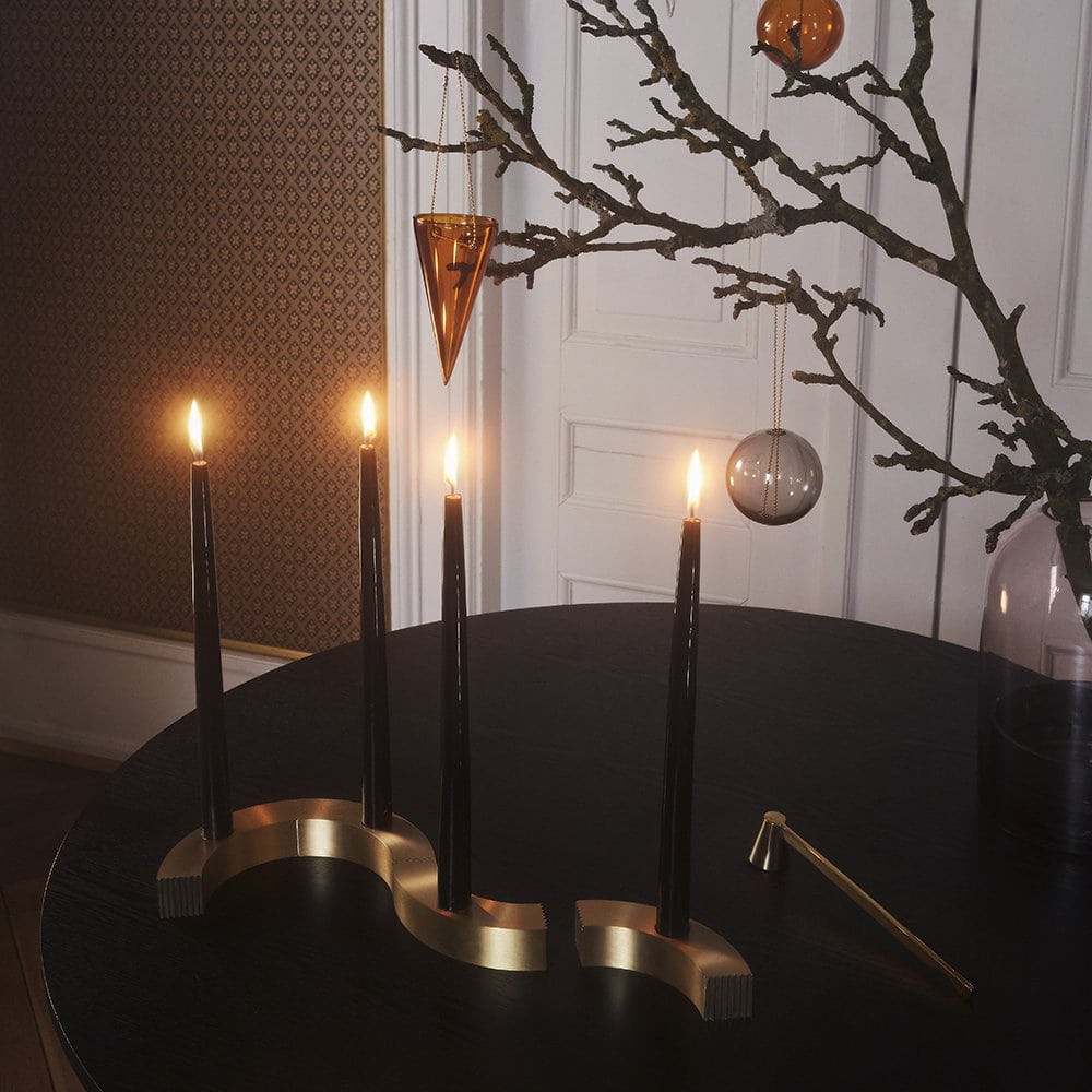 unum brass multi candle holder black pillar candles