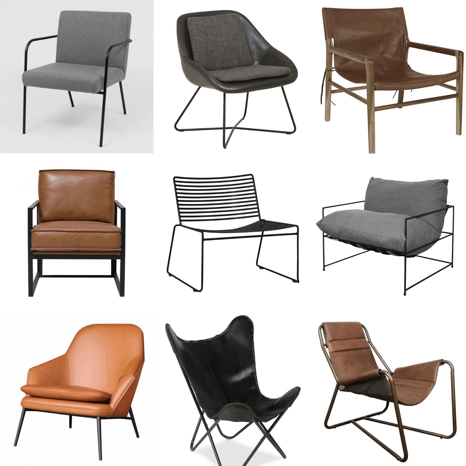 urban industrial armchairs and accent chairs mood board leather armchairs